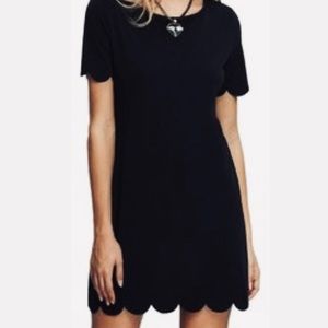 Monteau Scalloped Black Mini Dress